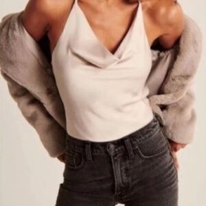 A&F Cowl Neck Satin Bodysuit/Tank